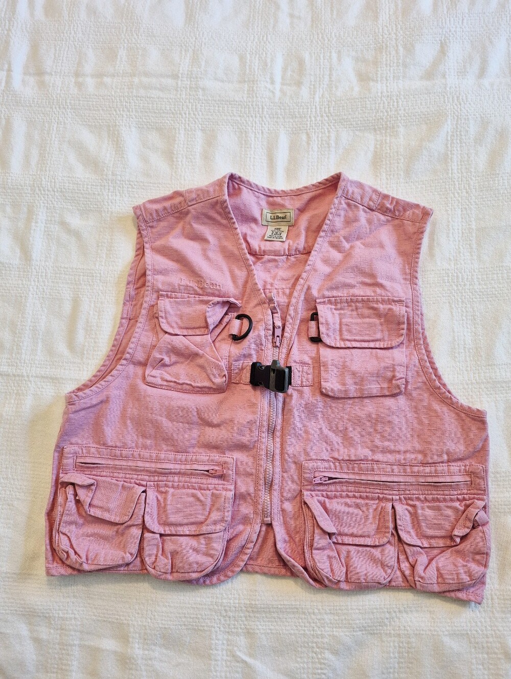 L. L. Bean girls Medium or 10/12 pink fishing vest, utility vest, VGUC